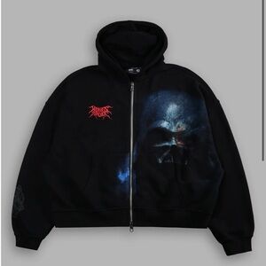 Darc Sport Black Zip Up Sweater with Red and Blue Accents XL